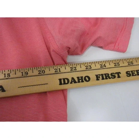 Peter Millar Polo Shirt Mens L Pink Pinstriped Golf Cotton Knit‎ Short Sleeve - Picture 7 of 10